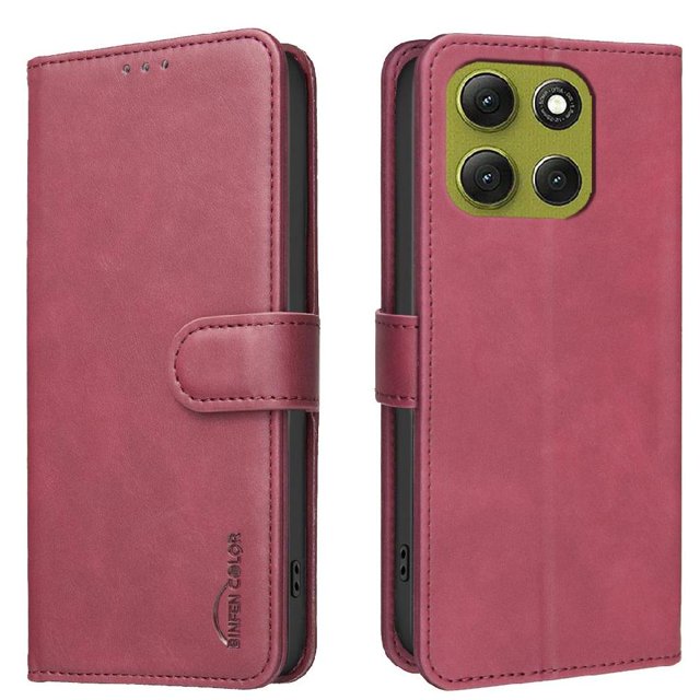 Wallet Case for Motorola Moto G86 RFID Blocking Flip Cover with Card Slots & Kickstand Red