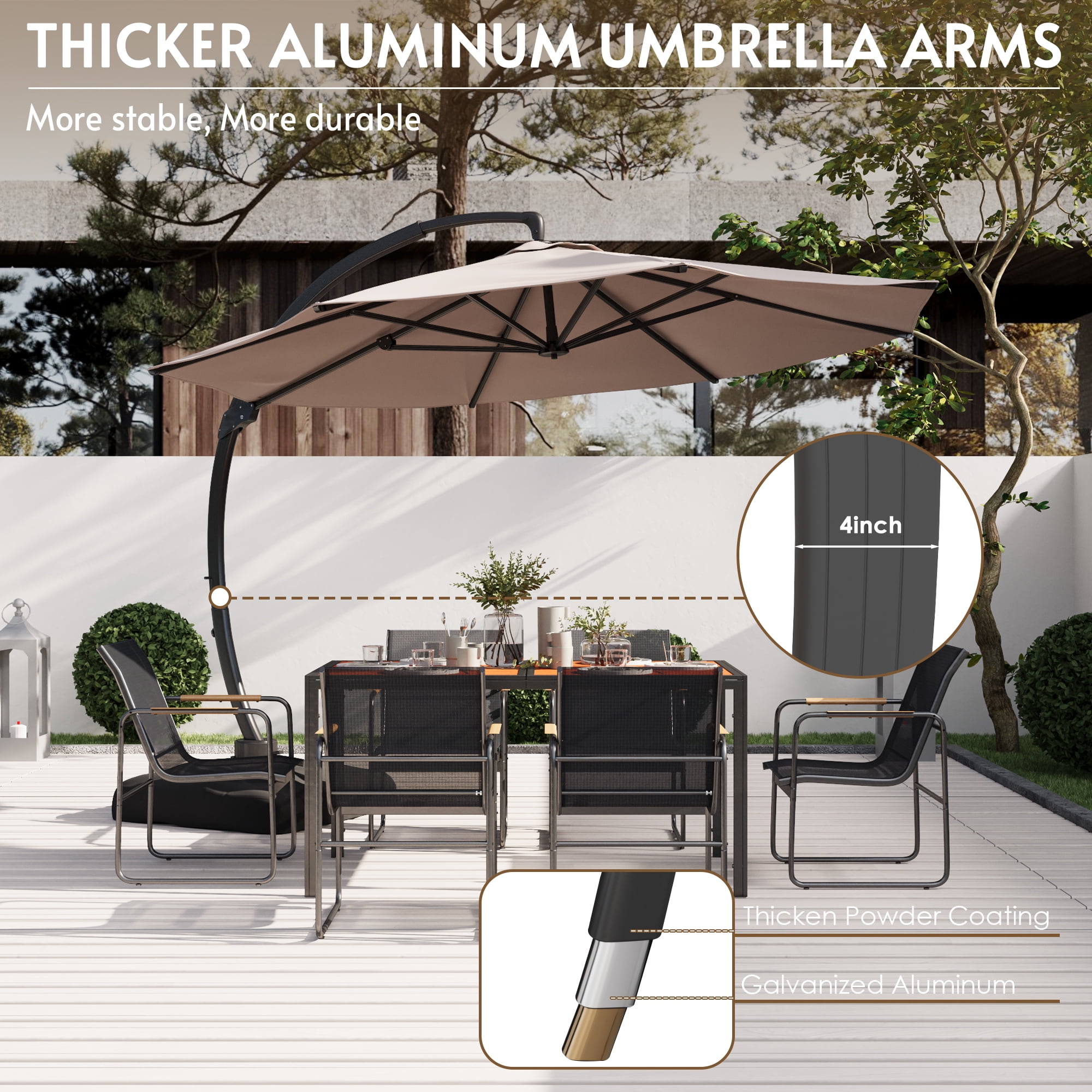 11' patio table umbrella Tangkula 11 Piece Patio Wicker Dining Set w/Double-Sided Patio Umbrell –  tangkula