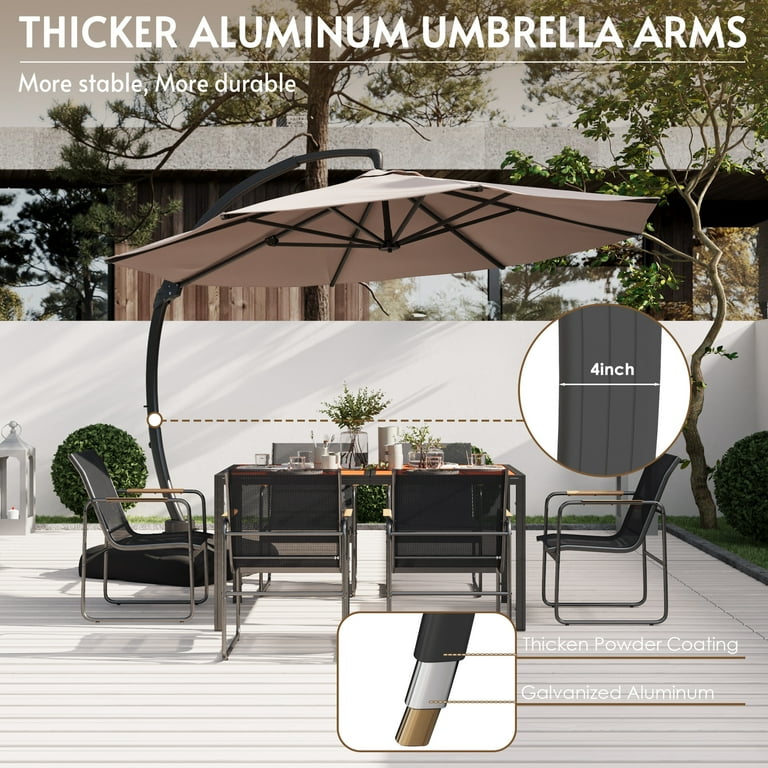 11ft solar led lighted patio umbrella w tilt adjustmen Solar Patio Umbrella w/ Light Bulbs Tilt 3-Tiered 11ft 8-Rib main image 0