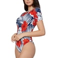 thumbnail image 2 of Balery Leaves And Flowers Women's Short Sleevee Crew Neck Bodysuit Tops Short Sleeve Tops Basic-Medium, 2 of 9