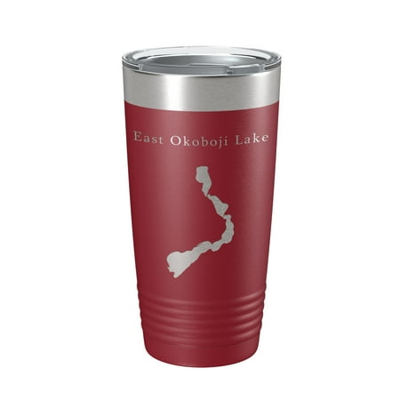 

East Okoboji Lake Map Tumbler Travel Mug Insulated Laser Engraved Coffee Cup Iowa 20 oz Maroon