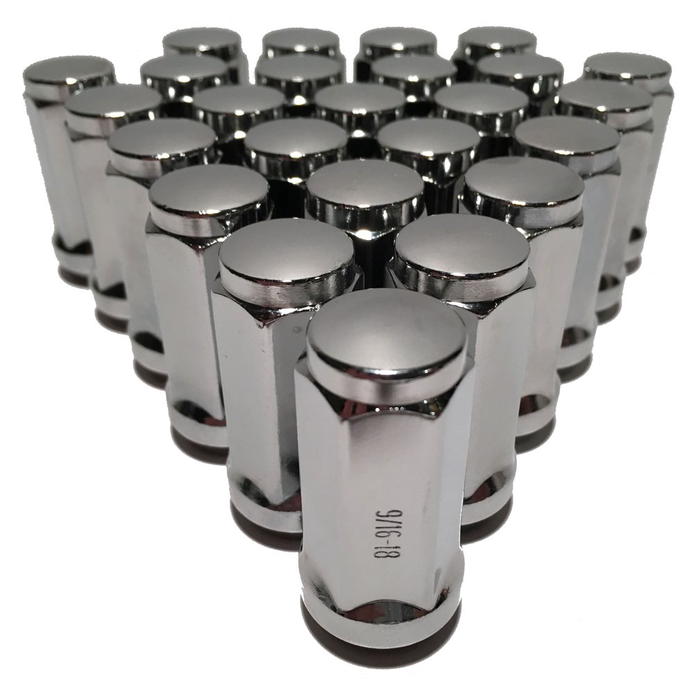 25 Chrome 9/16 Truck XL Long Acorn Lug Nuts Dodge Ram Chevy Ford 1.9