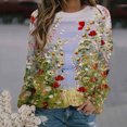 thumbnail image 2 of Pompotops Femmes Casual Imprimé Col Rond Pull Manches Longues Sweats Blouse T-shirt Tops, 2 of 5
