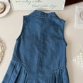 thumbnail image 5 of LYMAYTER ‌‌‌‌‌‌2-8Y Toddler Little Girls Denim Dress Sleeveless Waist Button Flowy Swing - Pockets A-Line Wear, 5 of 8