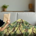 thumbnail image 3 of Watercolor Soft Flannel Fleece Throw Blanket, Leopards in the Jungle Tropical Scene Tree Branches and Leaves, Cozy Plush for Indoor and Outdoor Use, 70" x 90", Yellow Green Pale Yellow, by Ambesonne, 3 of 5