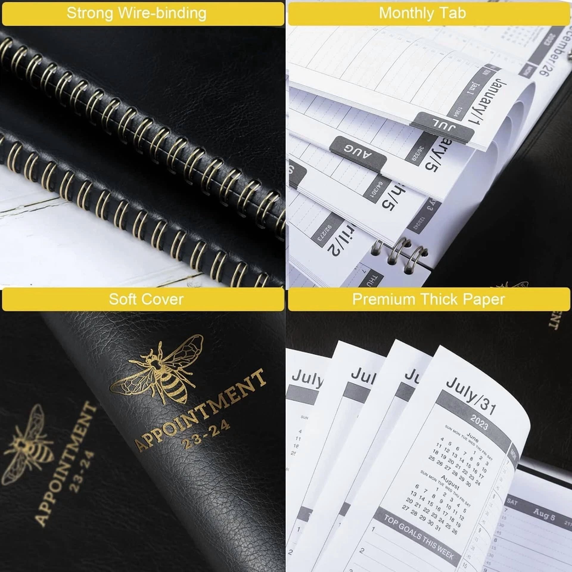 Large Black 2025 2026 Weekly Appointment Planner Hourly Book With Goals