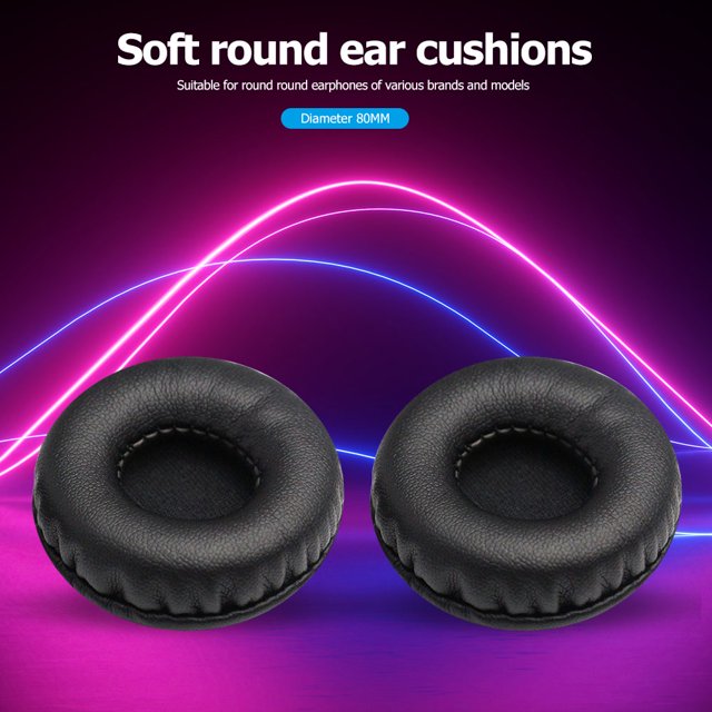 2 almohadillas para auriculares de 80 mm, almohadillas redondas de repuesto de espuma de poliuretano suave.