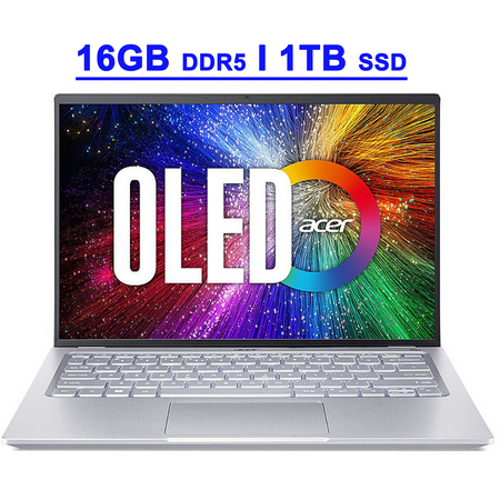 Acer Swift 3 OLED Premium Thin and Light Business Laptop 14" WQXGA+ OLED 100% DCI-P3 Intel 14-core i7-12700H 16GB DDR5 1TB SSD Backlit Fingerprint USB-C Thunderbolt4 FHD Camera Win11 Silver