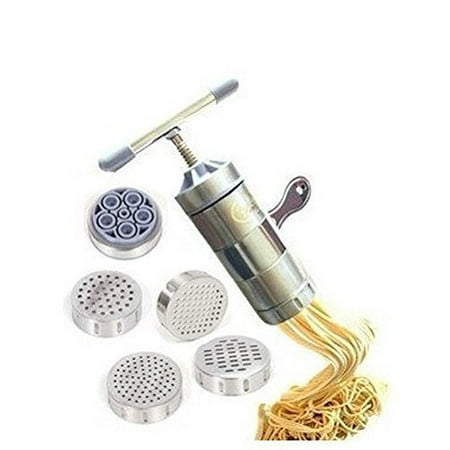 Newcreativetop Stainless Steel Manual Noodles Press Machine Pasta Maker with 5 Noodle