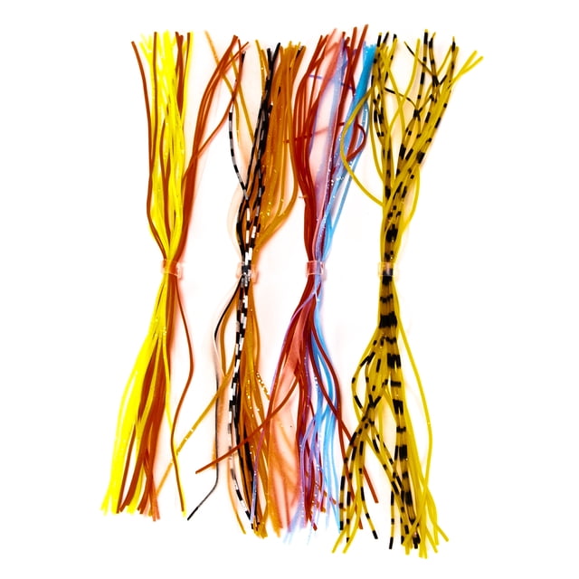 Silicone Rubber Lure Skirts with Glow Strips - 4 Bundles, 20 Strands Each, 13cm Length - Reusable, Durable, Bright Colors for Spinnerbaits, Buzzbaits, Spoons & Jigs - Random Color Delivery