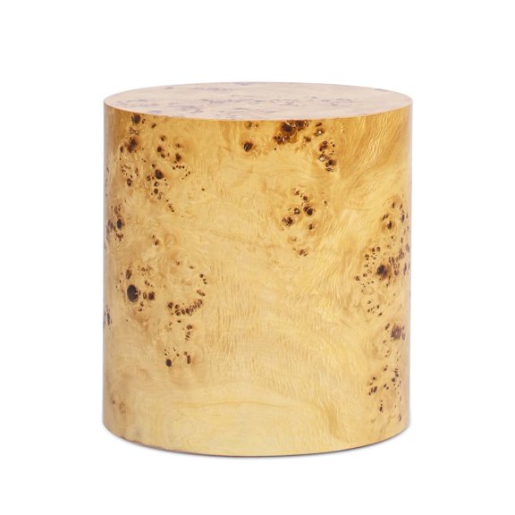 Nebula 20" Accent Oval Pillar Side Table Warm Natural Brown Burl Wood