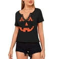 thumbnail image 3 of Halloween Pumpkin Shirt for Women Hocus Pocus Shirts Pumpkin Face T-Shirt Funny Tee Tops, 3 of 6