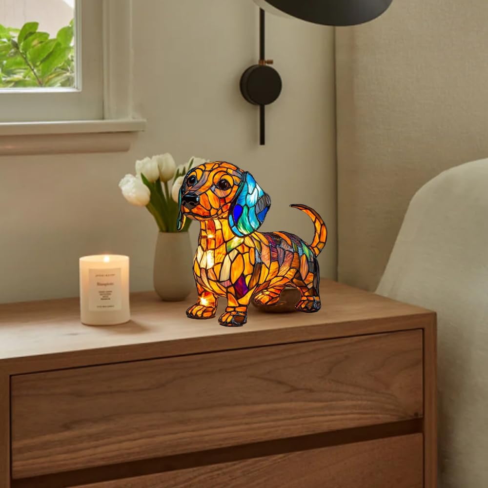 KUKIDSVO Dachshund Night Light, Dog Series Art Night Light, 5.1 inch Small Cute Pet Dog Theme LED Table Lamp for Pets Lovers, Kids