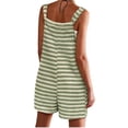 thumbnail image 5 of Women Summer Casual Sleeveless Romper Loose Striped Tied Shorts Overalls Jumpsuit with Pockets, 5 of 6
