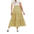thumbnail image 5 of Xmarks Womens Casual High Waist Flared A-line Skirt Pleated Midi Skirt Yellow US 8, 5 of 15