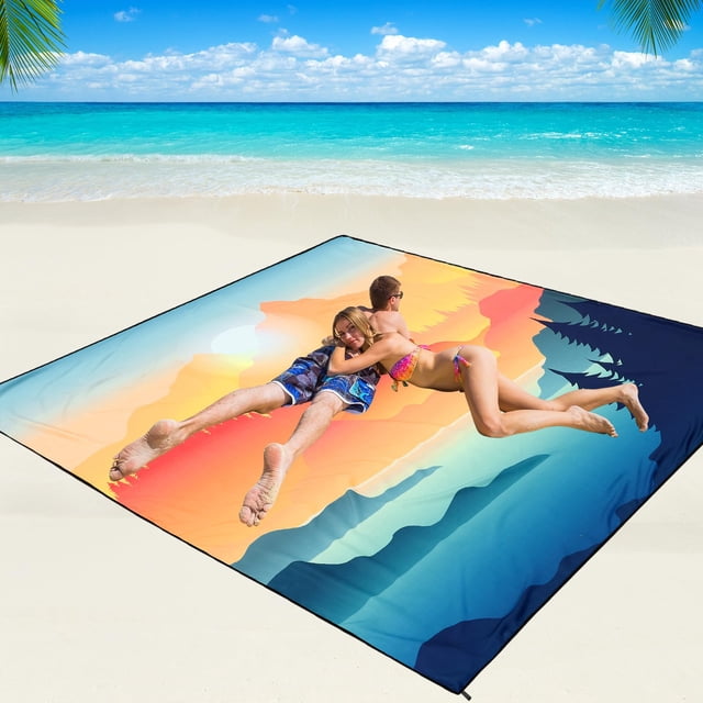 Manta de playa WIWIGO, 200 x 210 cm, impermeable y resistente a la arena