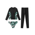 thumbnail image 3 of Haitryli Kids Girls 3Pcs Rash Guard Swimwear Set Long Sleeve Zipper Swimsuit with Swim Leggings Briefs Lily 10, 3 of 7