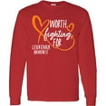 thumbnail image 3 of Inktastic Worth Fighting for Leukemia Awareness Orange Heart Long Sleeve T-Shirt, 3 of 5