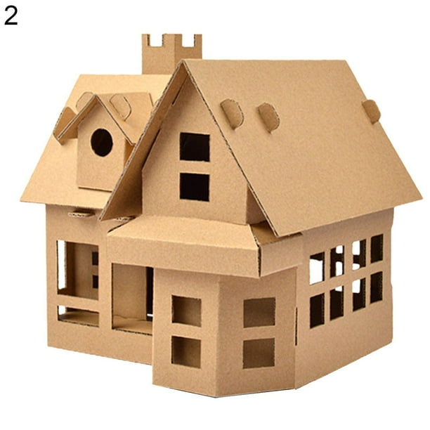 Juego de Kit de montaje interactivo hecho a mano Diy con forma de casa creativa de papel accesorios de montaje Diy para niños