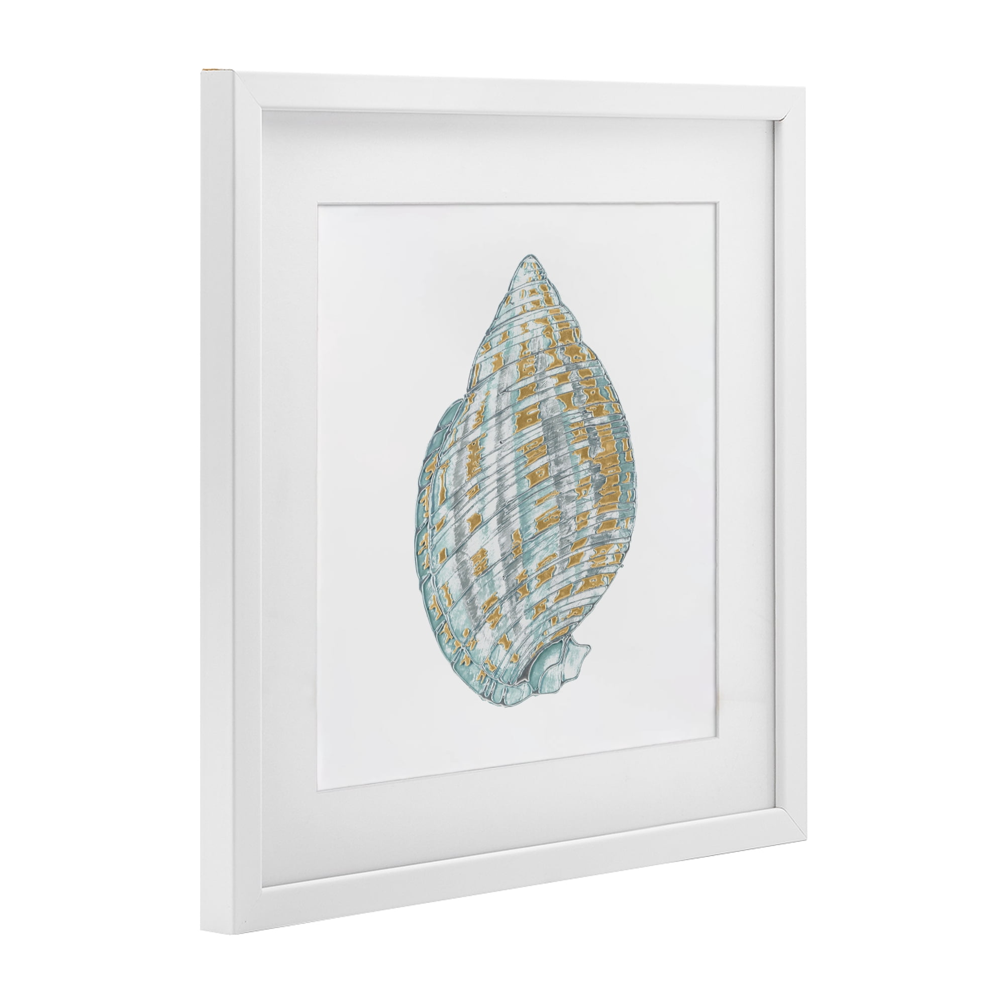Stupell Industries Regal Shells Spiral White Framed Print Under Glass, design by Lorenzo Collective