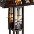 thumbnail image 5 of Robert Louis Tiffany Mission Rustic Floor Lamp 60 1/2" Tall Oiled Bronze with Nightlight Geometric Stained Art Glass Shade for Living Room Bedroom, 5 of 10