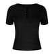 thumbnail image 5 of Karight Women's Summer Tops Short Sleeve Shirts Ribbed Knit Henley Button Up T Shirts Slim Fit Casual Basic Tee, 5 of 6