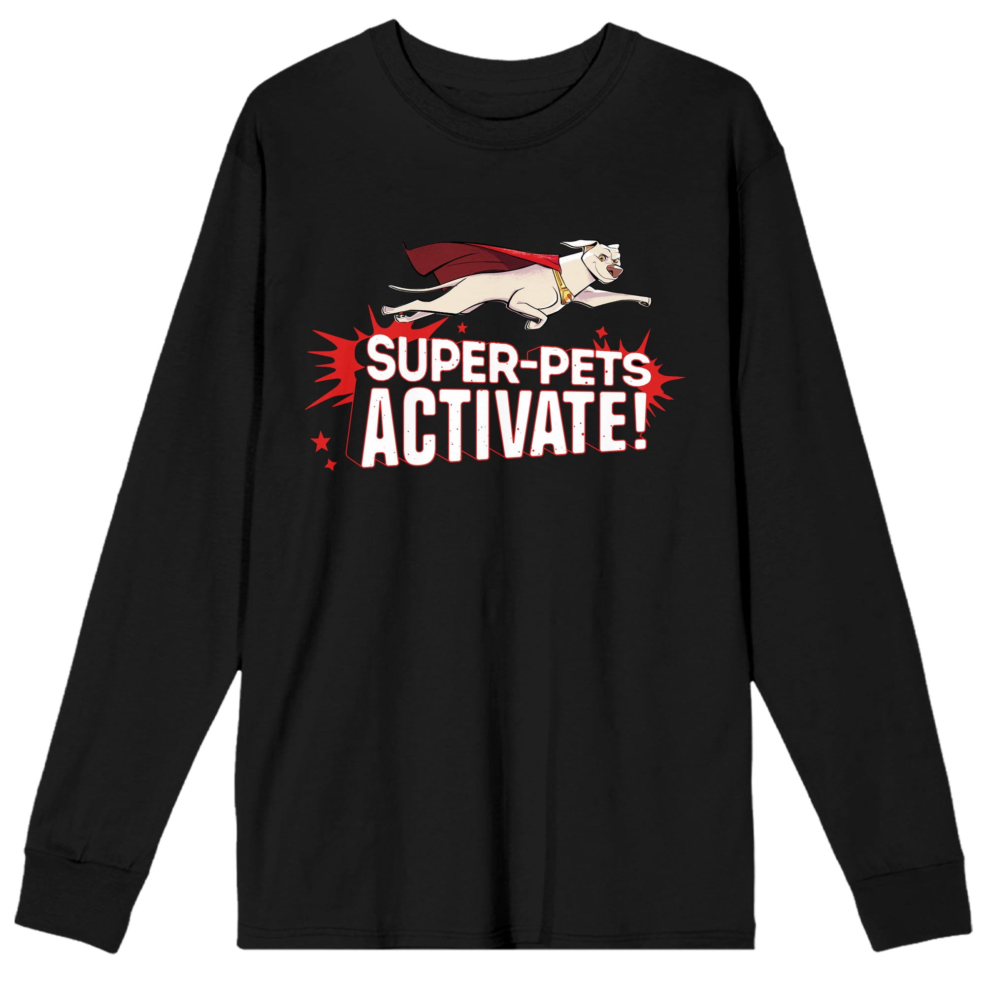 DC Legion of Super Pets Krypto Men's Black Long Sleeve Shirt-Medium