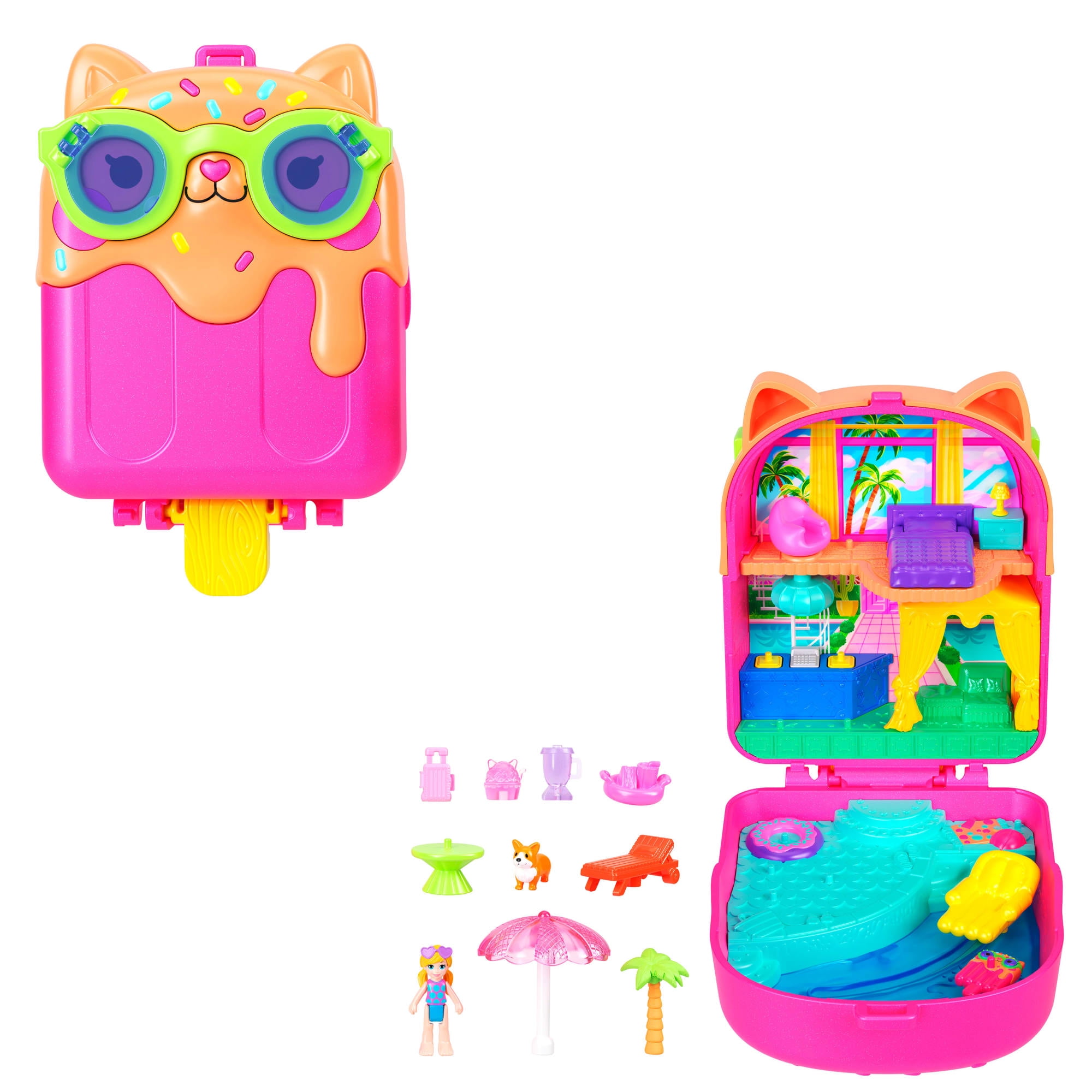 ユリ・ゲ郎 ポルターガイス子 ミニ Polly Pocket Playset, Freezin' Fun Narwhal Compact Carry Purse