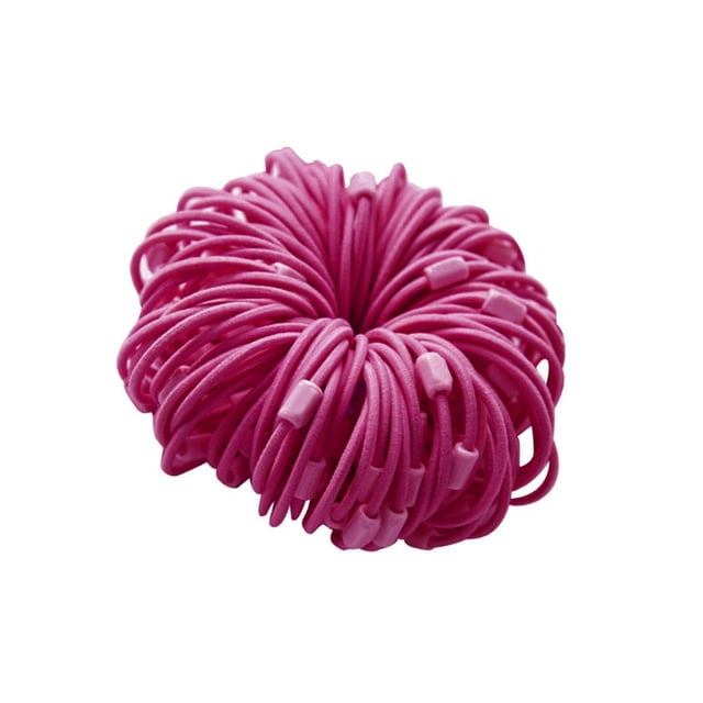 100 Pcs Élastiques à Cheveux Porte-Queue Accessoires Cheveux Rose Rouge