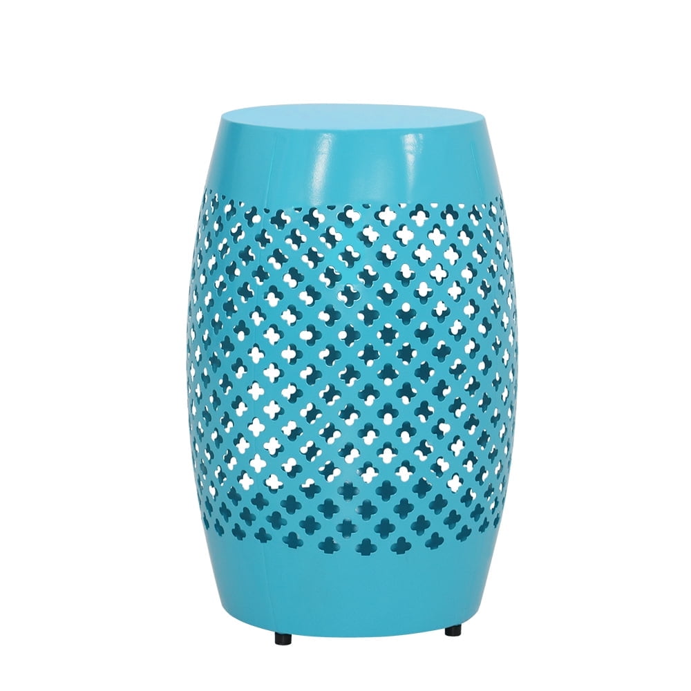 Abble 18''Teal Geometric Cut Iron Side Table