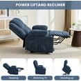 thumbnail image 5 of Oversized Power Lift Recliner Chair for Elderly,135°Adjustable Lay Flat Lift Chair Electric Recliner Chairs with Massage and Heat,2 Cup Holders and Stand Assist for Living Room,Dark Blue, 5 of 7