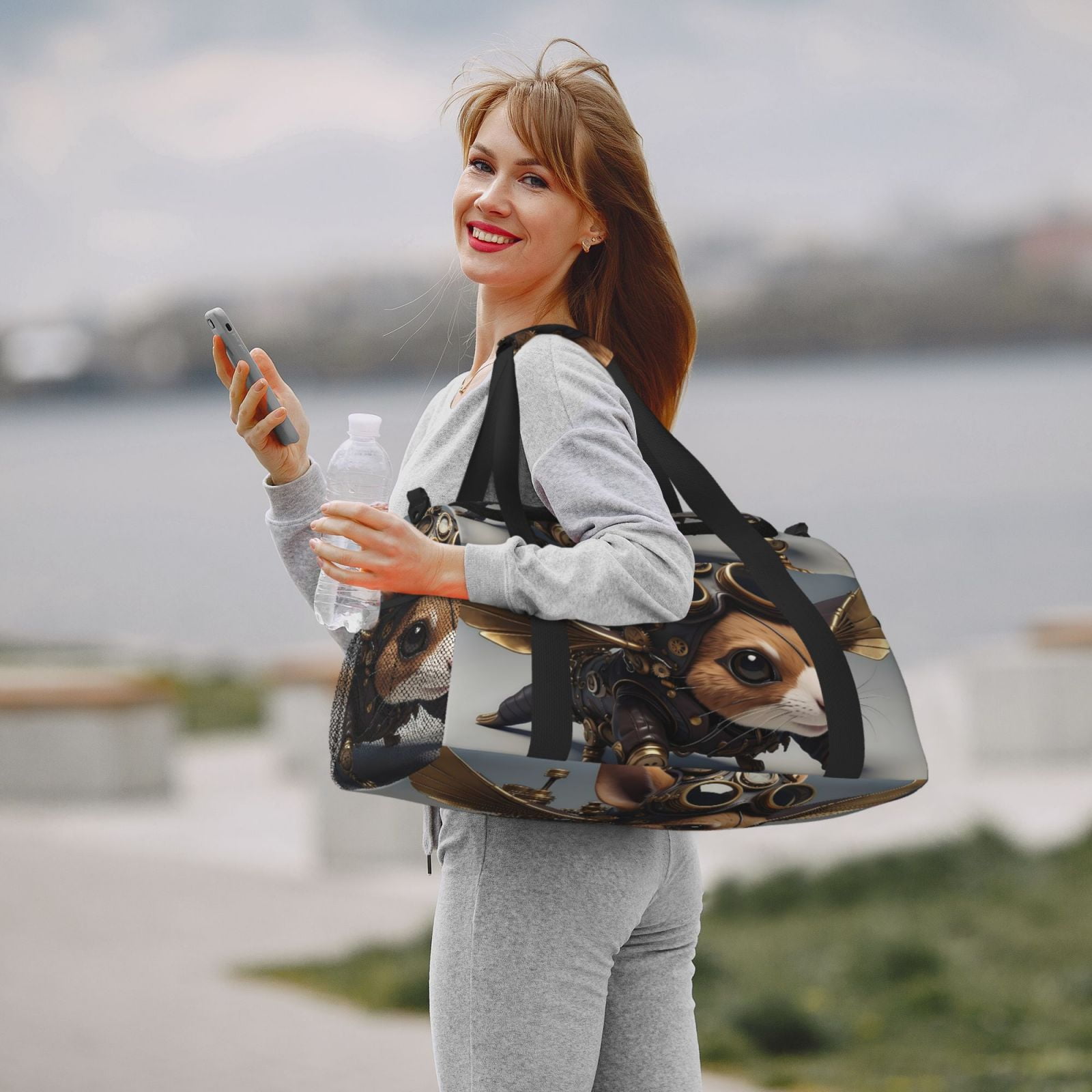 Fuzoiu Steampunk Squirrel Pilot Print Travel Duffle Bag,Carry On Tote Bags,Duffel Bag,Sport Gym Bag, Hospital Bag for Labor and Delivery, Overnight Bag,Luggage Bag