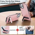 thumbnail image 3 of Designed for iPhone 16 Pro Max, Luxury Slim Fit PU Leather Back Case with Magsafe Kickstand Wireless Charging Luxury Protective Anti-slip Durable Phone Cover for iPhone 16 Pro Max, Rosegold, 3 of 8