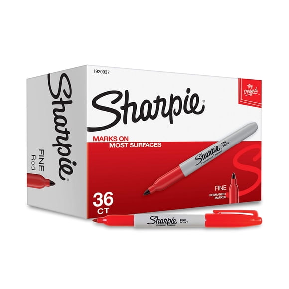 Juego de rotuladores permanentes Sharpie Fine Tip, 36 unidades, color rojo