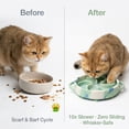 thumbnail image 3 of FancyKitty Silicone Slow Feeder Cat Bowl (Whisker-Friendly Design) – 16 Suction Cups Non-Slip Anti-Flip Puzzle Bowl for Cats & Kittens – Food Grade (Marble Green), 3 of 21