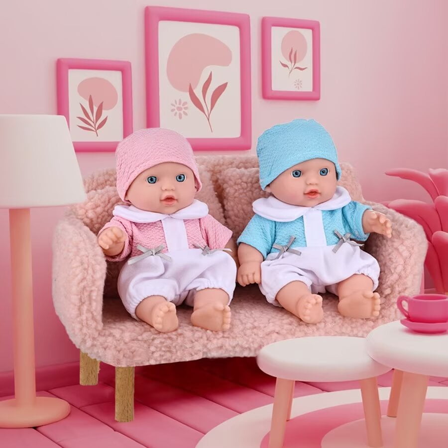 AlevRam 2 Pcs Cute Mini Reborn Baby Dolls 8 inch Full Body Silicone Twin Baby Doll for Girls 2+ Christmas Birthday Gift
