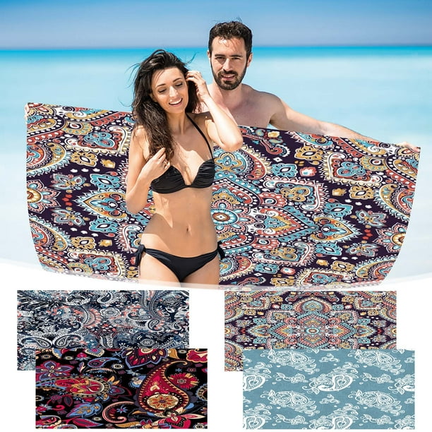 Xihbxyly Toalla de Playa de Microfibra, Ligera y Resistente a La Arena, de Secado Rápido, Ideal para Viajes, Piscina o Playa, Compacta y Portátil, Tamaño 76 X 152 Cm, Multiusos.