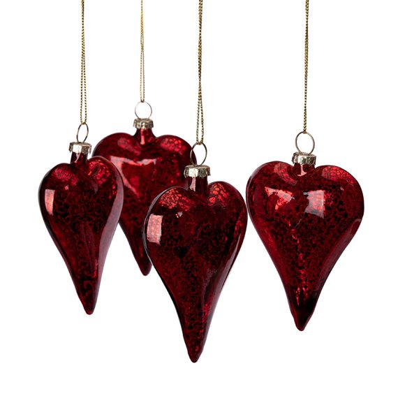 Adornos de cristal LFUTARI para el Día de San Valentín en forma de corazón, 8 cm, rojo, 4 unidades