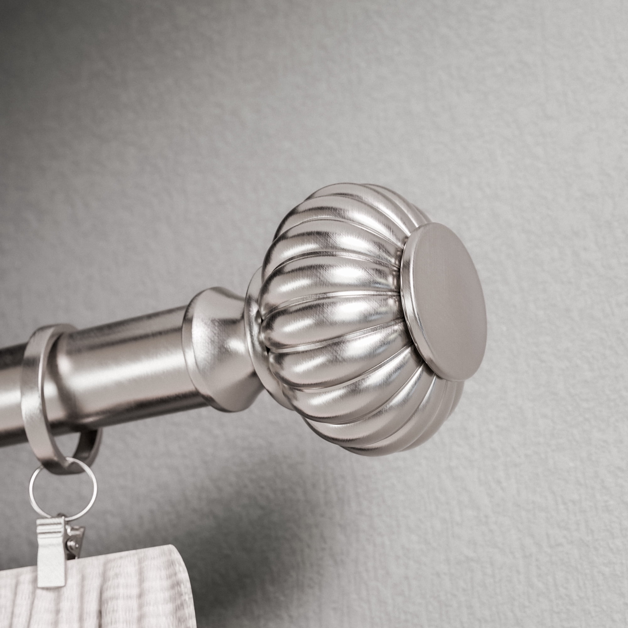 Better Homes & Gardens 1" Brushed Nickel Knob Adjustable Single Curtain Rod Set, 120"-180"