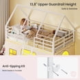 thumbnail image 6 of Afuhokles Bunk Bed Twin Over Twin with Play Curtain, House Bunk Bed with LED Lights, Metal Bunk Bed, White, 6 of 9