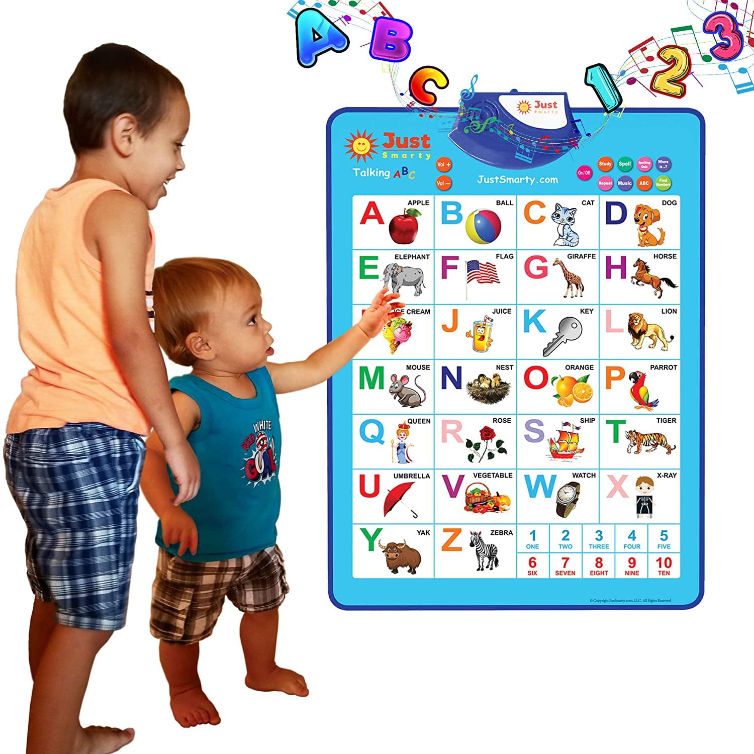 ABC /& 123 Music Talking Music Poster Electronic Interactive Alphabet Wall Chart