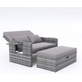 thumbnail image 2 of UDPATIO Wicker Patio Outdoor Daybed, Outdoor Chaise Lounger w/ 4-Level Adjustable Backrest, Storage Ottoman for Balcony, Garden, Poolside (Grey), 2 of 7