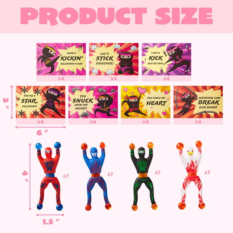Joyfy 28 Packs Valentine Cards for Kids Classroom, Sticky Wall