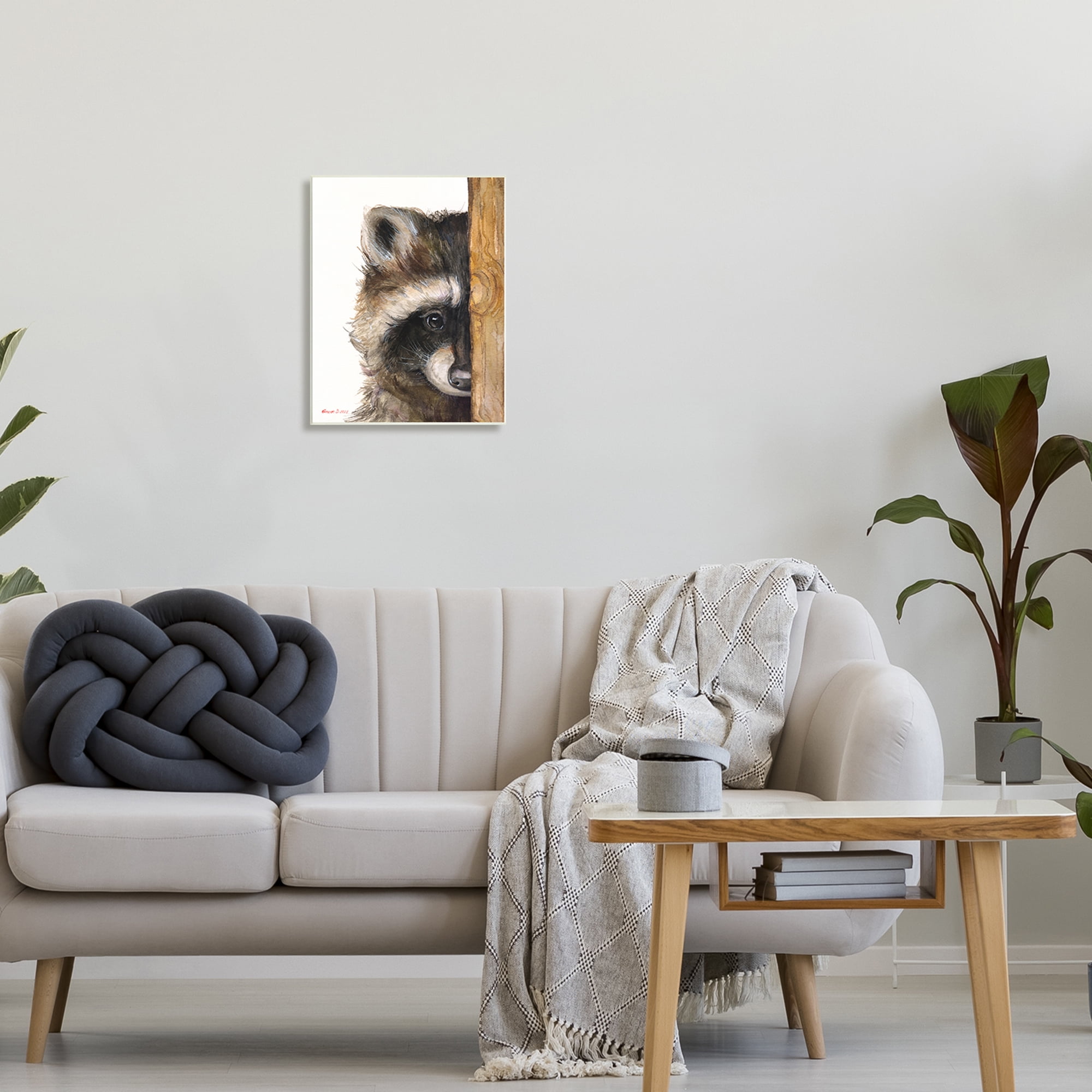 Stupell Industries Raccoon Detailed Fur Looking Animal Portrait Illustration Painting Unframed Art Print Wall Art, Design by George Dyachenko