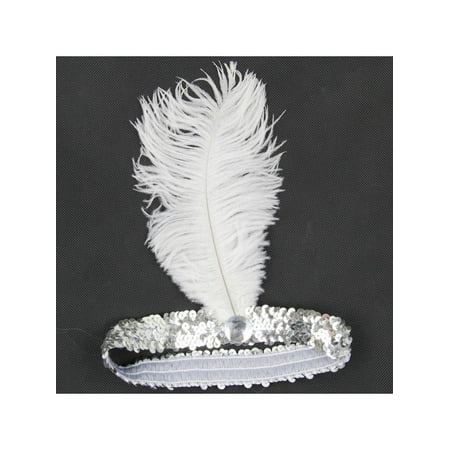 MarinaVida Vintage Sequin Feather Headband 1920s Great Gatsby Flapper Headpiece