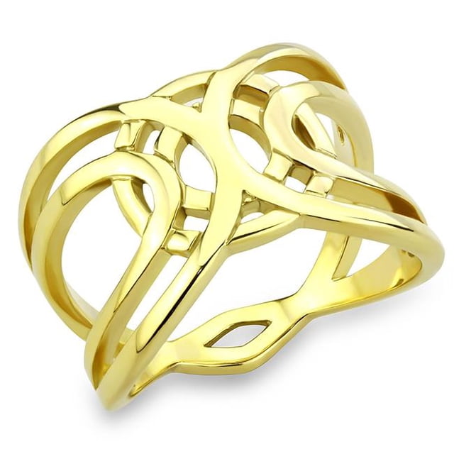 Alamode TK3639-10 Bague en Acier Inoxydable Or IP pour Femmes Sans Pierre - Taille 10