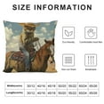 thumbnail image 5 of Qinduosi Throw Pillow Cover The Cat Cowboy Riding a Horse is in The Desert Among Cacti Decorative Pillowcase Square Throw Pillow Case Home Couch Decor Cushion Cover " White, 5 of 5