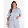 thumbnail image 2 of Joyspun Women's French Terry Knit Sleep Top with Short Sleeves, Sizes XS-3X, 2 of 6
