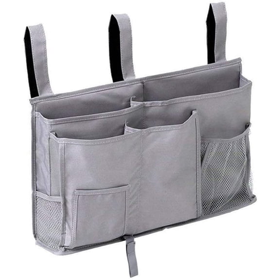 Bedside Storage Organizer, Bedside Caddy Hanging Storage Bag with 8 Pockets for Bunk Dorm Rooms and Hospital Bed Rails (Grey)