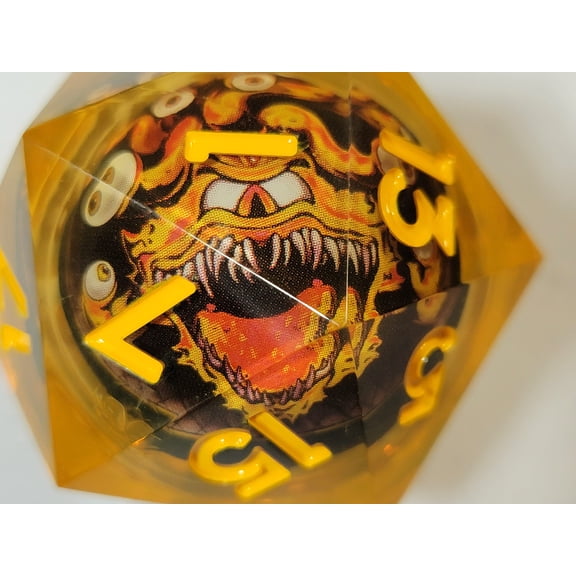 Yellow Beholder Liquid Core 35mm Large d20 | Dungeons & Dragons | Colossal Dice | DnD Dice | DnD Dice Set Polyhedral 5E DND